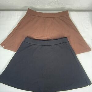 Lot 2 Los Angeles Apparel Ponte A-Line Skort Black Chocolate Brown Sz Small EUC